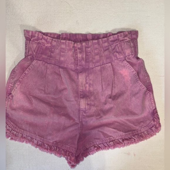 Tgla Pants - High Waist Mauve/pink Ruffle Shorts